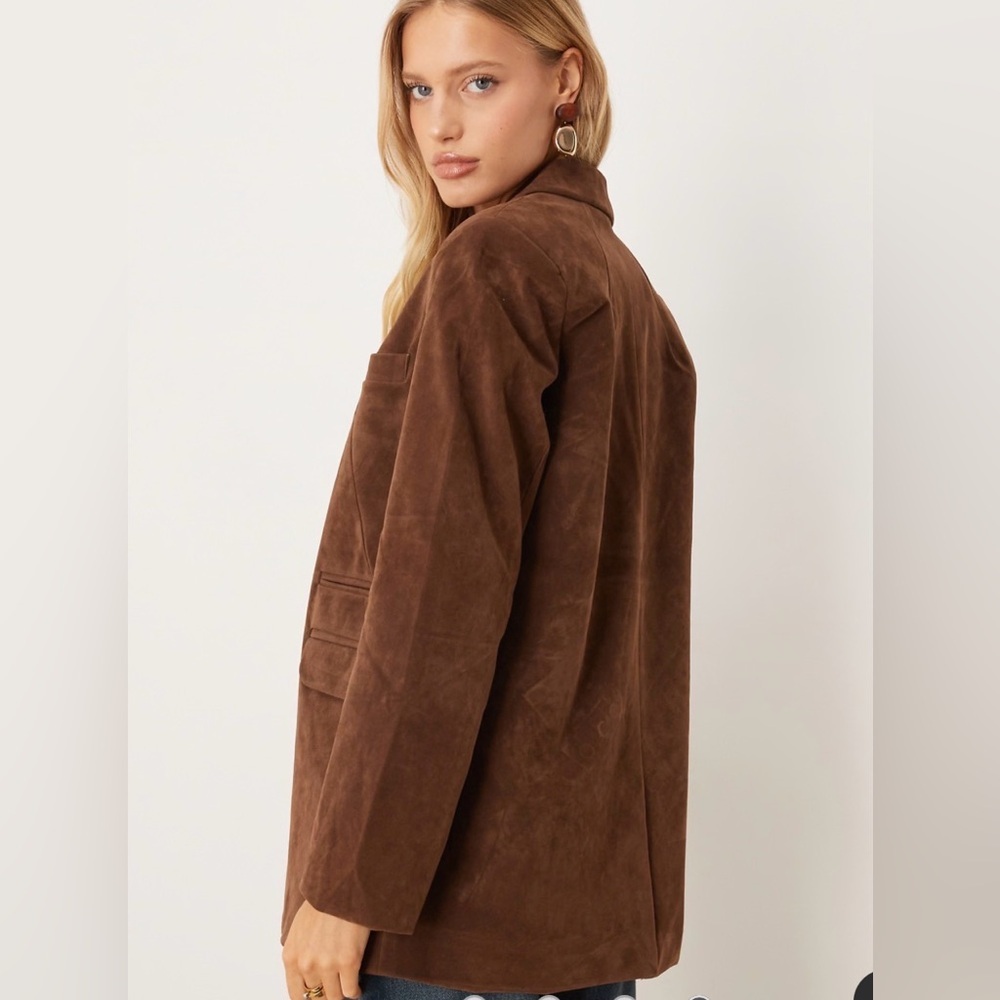 Free People we the free Papercut Faux Suede Blazer Brown Size Large - Picture 6 of 14